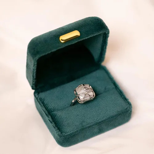 Vista 6 de SEEMSAY Anillo de Perla Barroca de Plata para Mujeres Anillo de Plata de Ley 925