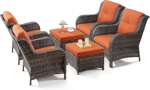 Vista 12 de Juego de 2 sillas de patio giratorias de 360 grados para exteriores y mesa auxiliar a juego – 3 sillas deslizantes de mimbre para patio con cojines