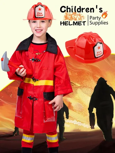 Vista 3 de 48/54/ 90 Pcs Pack Firefighter Hats Bulk Red Fire Chief Helmets Plastic Fireman Hat for Halloween Firefighter Party