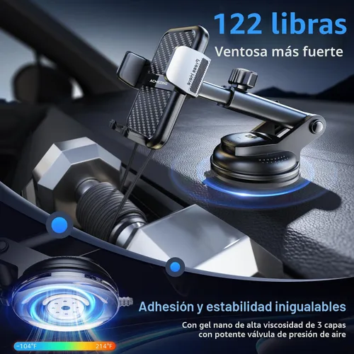 Vista 3 de ACMEZING - Soporte 3 en 1 para teléfono de automóvil, ventosa y soporte para salpicadero de ventilación 122+LBS Strongest Suction & Stable Clamp