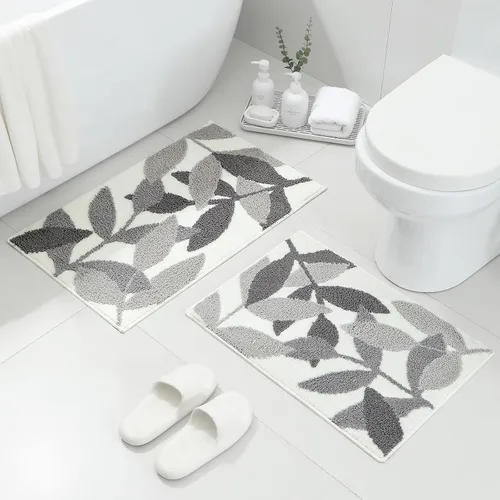 Vista 11 de Gibelle Alfombra de baño azul, antideslizante, fuerte y absorbente de agua, tapete de baño de microfibra de felpa, lavable a máquina, tapete