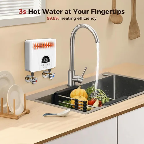 Vista 5 de CAMPLUX Electric Tankless Water Heater, 3.5kW at 120 Volts Point of Use Water Heater with Self Modulating Technology, Must HardWird Requiring 10AWG