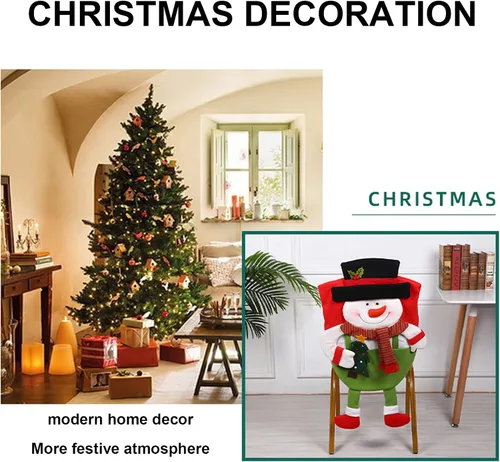 Vista 8 de Fundas para sillas de Navidad, fundas de respaldo de silla de Navidad para sillas de comedor, fundas de elfo de Navidad, decoración para casa