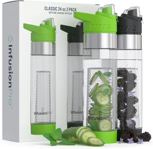Vista 9 de Infusion Pro Botella de agua con infusor de frutas de 24 onzas con tapa giratoria: funda aislada y agua infundida libro electrónico de recetas