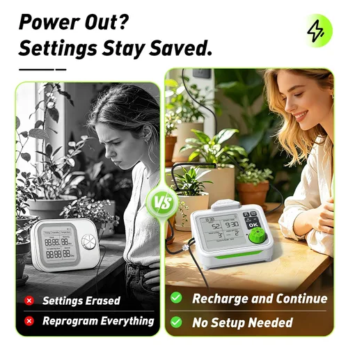 Vista 5 de RAINPOINT Regadera automática para plantas de interior de gran pantalla para maceta, ciclo y modo de remojo, sistema de riego por goteo automático