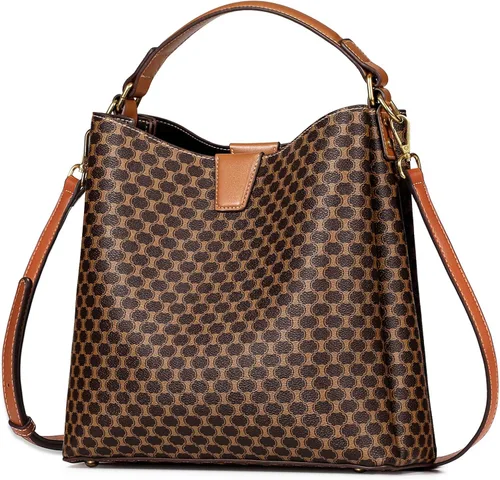 Vista 2 de IBFUN Bolso de mano para mujer de cuero estilo vintage con asa superior
