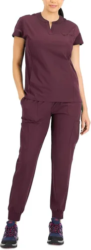 Vista 3 de Hanes Camiseta quirúrgica ComfortFit elástica con cuello mandarín para mujer
