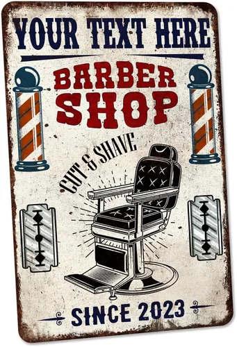 Vista 14 de Chico Creek Signs Letrero de barbería, decoración de salón, 8 x 12 pulgadas, aluminio, retro