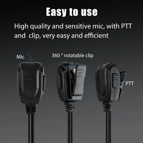Vista 6 de Retevis Walkie Talkie Auricular con micrófono, tubo de bobina, 2 pines, para RT22 RT68 RT21 H-777 RT27, compatible con Baofeng UV-5R, Arcshell