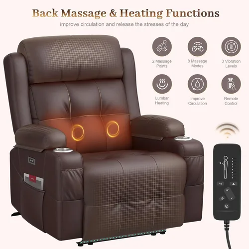 Vista 16 de Sofá de Dos Plazas Reclinable, Sofá Reclinable de Masaje con Gran Capacidad de Peso, Silla de Dos Plazas para RV en Liquidación con Consola, USB