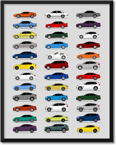 Vista 23 de Custom Car Posters Póster hecho a mano compatible con BMW M Car Poster Print Wall Art Decor of all BMW M Power Cars M3, M4, M5, M2, M6, M1 y más
