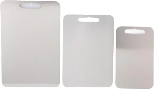 Vista 4 de 3 tablas de cortar para cocina, juego de tablas de cortar de acero inoxidable 304 de doble cara, tablas de cortar para lavavajillas para carne