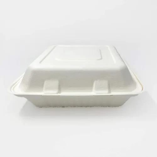 Vista 3 de Zume Compostable, ecológico, desechable de 9 x 9 pulgadas, contenedor de comida para llevar, con 3 compartimentos, natural (paquete de 100)