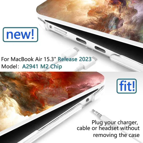 Vista 2 de Funda compatible con MacBook Air de 15 pulgadas 2026 2025-2023 Release M5 A3448 M4 A3241 M3 A3114 M2 A2941, carcasa de plástico duradera