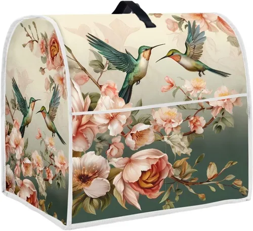 Vista 10 de UNICEU Protector de cubierta de batidora de soporte de cocina con estampado retro de mariposa de girasol, con mango superior, cubierta de polvo