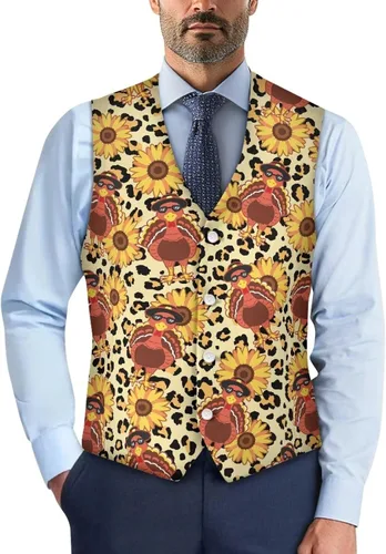 Vista 11 de TODIYADDU Chaleco de cuello en V para hombre, chaquetas de traje sin mangas Maple Leaf