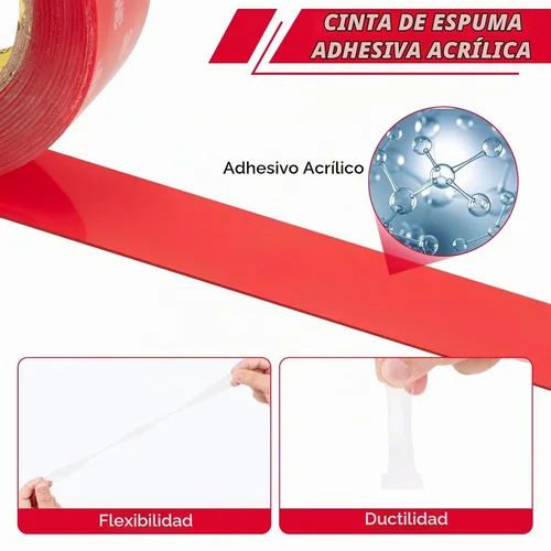 Vista 2 de 3M - Cinta adhesiva de doble cara resistente, 2 x 15.4 pies, 0.04 pulgadas de grosor, transparente 4910