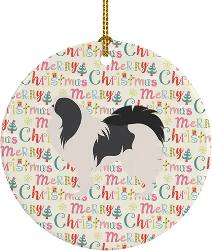Vista 90 de Caroline's Treasures Affenpinscher - Adorno de cerámica con texto en inglés "Merry Christmas", multicolor para colgar en el árbol de Navidad
