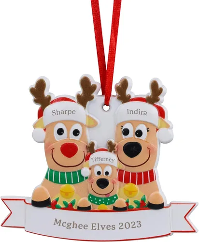 Vista 15 de JewelOra Adornos de Navidad, personalizados de 2 a 6 miembros de la familia, adorno personalizado para árbol de Navidad, decoraciones de vacaciones