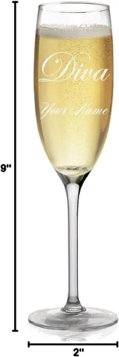 Vista 2 de Vaso de champán, Diva, grabado personalizado incluido
