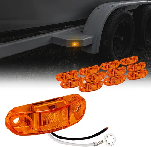 Vista 23 de TRUE MODS Luz de marcador LED de 2.5" ámbar para remolque con bisel cromado [DOT FMVSS 108] [SAE P2] [montaje superficial] [impermeable IP67] Luces