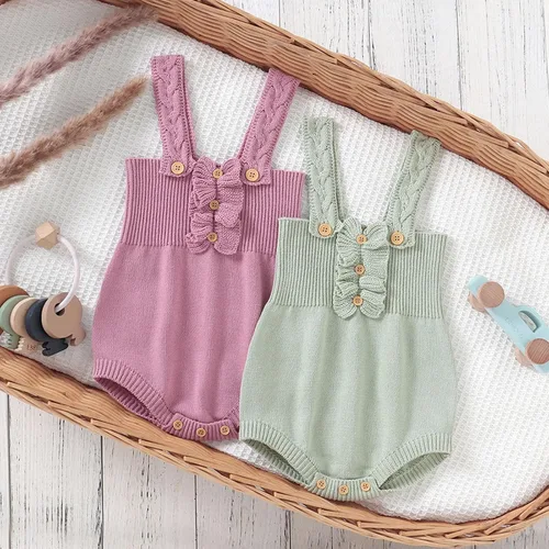 Vista 7 de Conjunto de ropa de bebé niña recién nacida, mameluco de algodón sin mangas, suéter de conejo, ropa para bebé niña