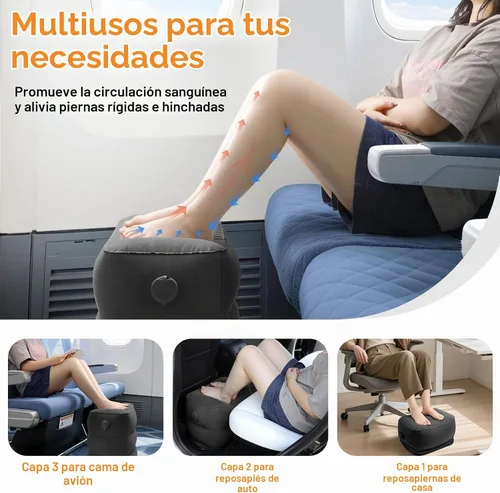 Vista 3 de Almohada reposapiés inflable Maliton para viaje Almohada de viaje para avión para vuelos de avión, Negro, Moderno