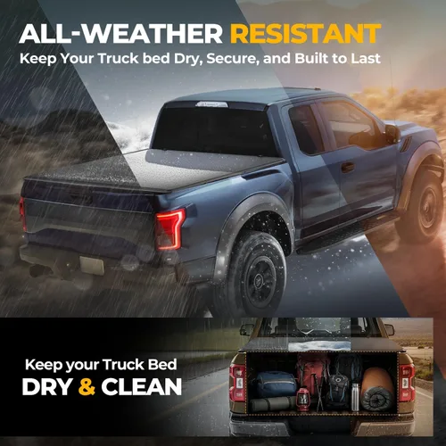 Vista 4 de Auto Dynasty - Cubierta suave de tres pliegues para plataforma de camioneta, compatible con Toyota Tundra 2014-2019, plataforma Fleetside/Styleside