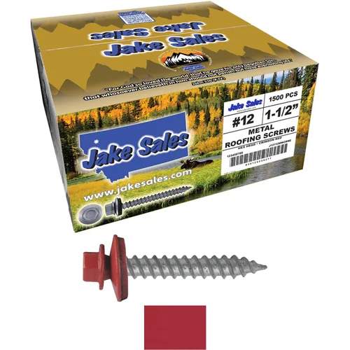 Vista 41 de 12 tornillos para techos de metal gris ABC de 1-1/2 pulgadas, cabezal de arandela hexagonal, arranque automático/roscado, arandela EPDM. 1 bolsa
