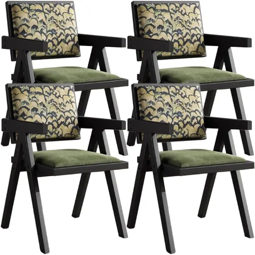 Vista 22 de YVYKFZD Juego de sillas de comedor de madera maciza, sillas de cocina sin brazos, silla de comedor tapizada con respaldo, sillón de terciopelo