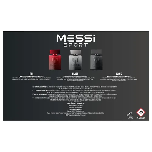 Vista 7 de Messi Sport Coffret para hombre, negro, rojo y plateado EDT Spray Set, 3 x 1.0 oz