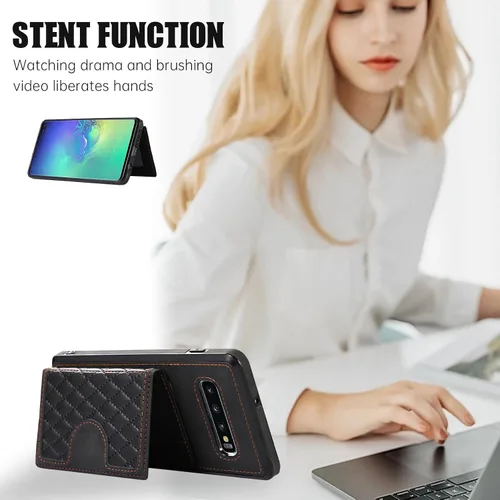 Vista 3 de Asuwish Funda de teléfono para Samsung Galaxy S10 Plus con protector de pantalla de vidrio templado y correa cruzada, soporte para tarjetas, soporte