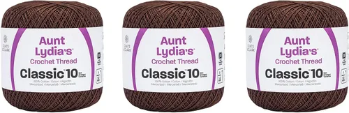 Vista 31 de Aunt Lydia Classic Crochet - Paquete de 3 unidades de 350y/1,049.9 ft - Blanco Antiguo