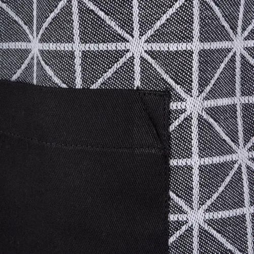 Vista 3 de DII Delantal de chef unisex jacquard geométrico negro y blanco, 32x28, triángulo