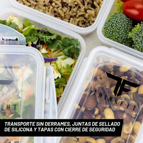 Vista 5 de ThinkFit Recipientes para preparación de comidas, sin BPA, herméticos, ideales para preparación de comidas y control de porciones, reutilizables