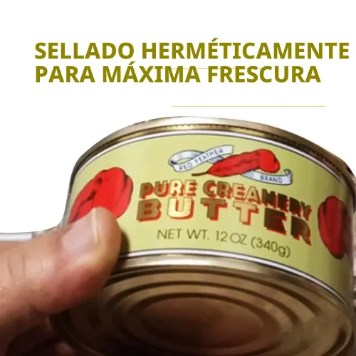 Vista 3 de Red Feather Mantequilla pura enlatada, 2 latas de 12 onzas cada una Ideal para kit supervivencia terremoto. Hecho de crema pasteurizada