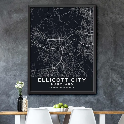 Vista 5 de Map of Ellicott City, Maryland, Evening (8x10)