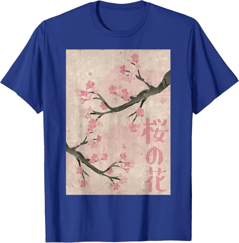 Vista 42 de Cherry Blossom Japanese Vintage Woodblock Japan Pink Sakura T-Shirt Asphalt Grey
