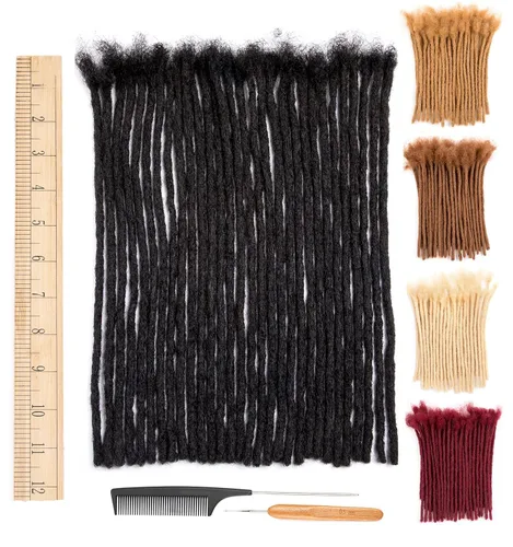 Vista 42 de DAIXI 0.2cm y 0.4cm y 0.6cm y 0.8cm de grosor 4-18 pulgadas 10 hebras extensiones de rastas de cabello humano 100% real para hombres/mujeres