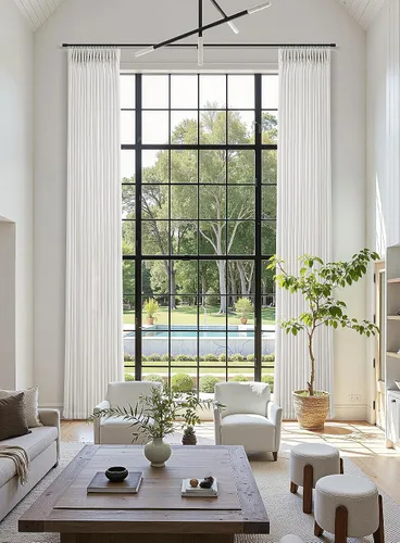 Vista 50 de Cortinas de lino plisadas Blanco crema