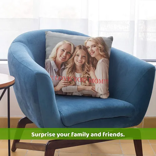 Vista 3 de Almohada de amor personalizada, almohada de fotos de pareja con cualquier imagen, inserto opcional, 16 x 16 pulgadas, funda de almohada