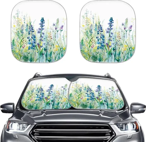 Vista 23 de Parasol para parabrisas de automóvil con estampado de playa tropical, protección universal para proteger el interior del automóvil, bloquea