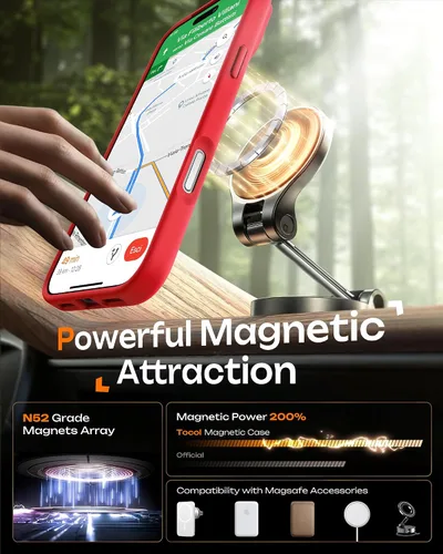 Vista 234 de TOCOL Funda para iPhone 11, compatible con Magsafe, protección completa de cámara, imanes integrados, protección contra caídas, funda translúcida