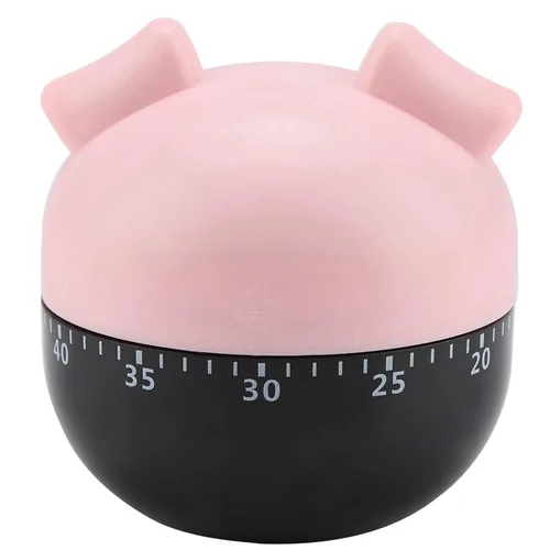 Vista 5 de GLOGLOW Timer Timer, Mechanical Cooking, ABS Material, 1-55 Minutes, Pink and Khaki, for Baking and Cooking Eggs Cute Cartoon Pig Kitchen Nan (Pink)
