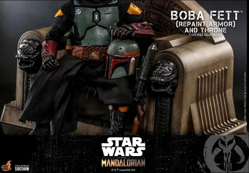 Vista 3 de Hot Toys Star Wars Mandalorian TMS056 Boba Fett Repaint Armor & Throne Figura 1/6