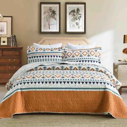 Vista 11 de SahSahCasa Juego de edredón, tamaño Queen, juego de ropa de cama 100% algodón, colcha reversible ligera con diseño floral de patchwork para cama