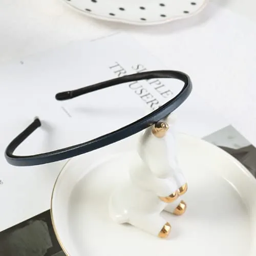 Vista 3 de 2 diademas de cuero cubiertas de plástico simples para mujeres y niñas