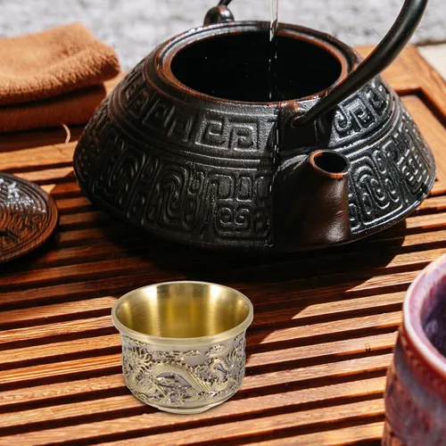 Vista 7 de UPKOCH Juego de tazas de té retro de estilo chino, 10 unidades, 1.96 x 1.96 x 13.77 pulgadas, tazas de té de aleación de zinc para oficina en casa