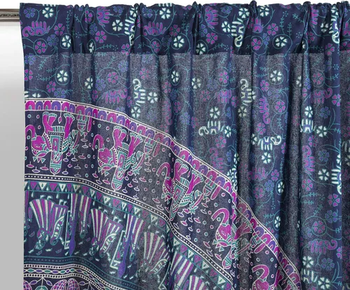 Vista 4 de Popular Handicrafts Paneles de Cortina Mandala Hippie Bohemio Indio de Elefante Hermoso Color Azul