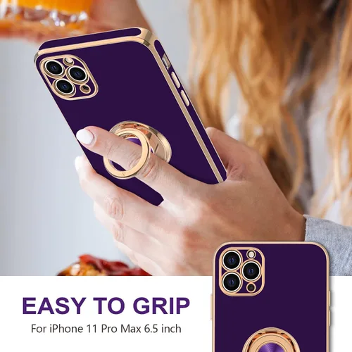 Vista 2 de Hython Funda para iPhone 11 Pro Max con soporte de anillo [soporte de anillo giratorio de 360° con soporte magnético]